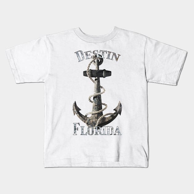 Destin Florida Vacation Nautical Anchor Sailing Kids T-Shirt by macdonaldcreativestudios